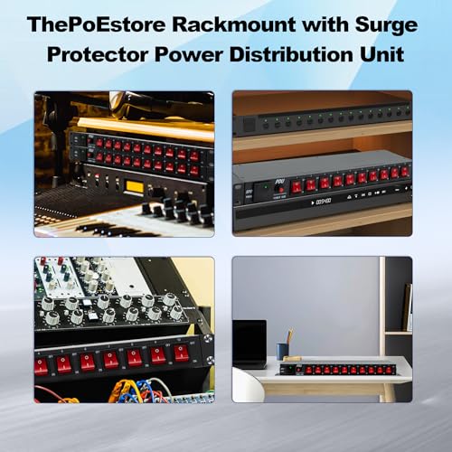 10 Outlets 1U Horizontal PDU Network Rackmount Power Strip with Surge Protector, (SPD-10KA) 100-240V,15A 3600 Joules, w/10 LED Switches and 6ft 14 AWG Cord - Image 7