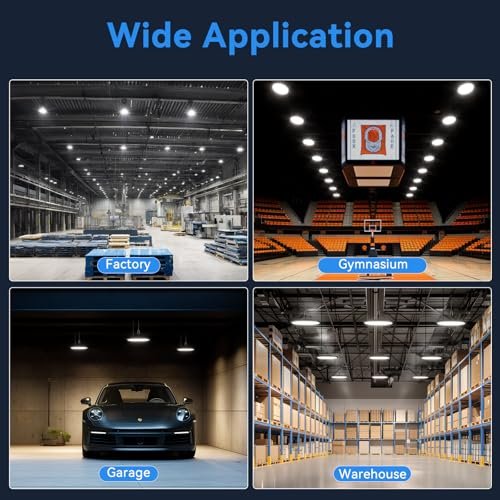 10 Pack 200W UFO LED High Bay Light, 29500lm 5000K Shop Lights for Warehouse, 5' Cable with Plug AC110-277V, Waterproof Commercial Lights for Barn Workshop Garage Factory Warehouse Gym ETL Listed - Image 7