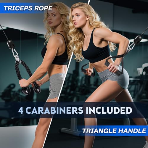 10-in-1 Cable Machine Attachments Set for Gym - Includes Tricep Rope, V-Bar, Straight Bar, D-Handle, Ankle/Wrist Straps, Storage Bag - Compatible with LAT Pulldown & Home Gym Cable Machines - Image 3