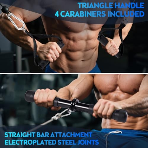 10-in-1 Cable Machine Attachments Set for Gym - Includes Tricep Rope, V-Bar, Straight Bar, D-Handle, Ankle/Wrist Straps, Storage Bag - Compatible with LAT Pulldown & Home Gym Cable Machines - Image 5