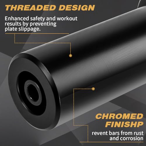 16" Olympic Dumbbell Handles, Pair Loadable Dumbbell Bars for 2-inch Weight Plates with Rotating Sleeves & 4 Spring Collars, Home Gym Strength Training - Image 5