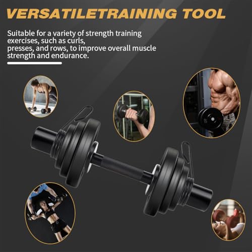 16" Olympic Dumbbell Handles, Pair Loadable Dumbbell Bars for 2-inch Weight Plates with Rotating Sleeves & 4 Spring Collars, Home Gym Strength Training - Image 7
