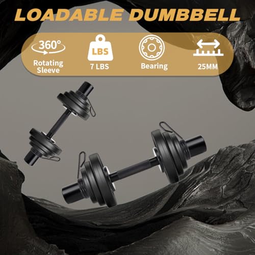 16" Olympic Dumbbell Handles, Pair Loadable Dumbbell Bars for 2-inch Weight Plates with Rotating Sleeves & 4 Spring Collars, Home Gym Strength Training - Image 8