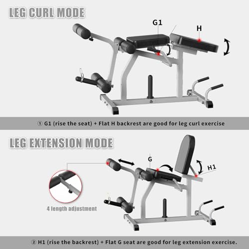 2-in-1 Adjustable Leg Extension and Curl Machine, Easy Transition, Home Gym Leg Machine, Weight Capacity 660LBS - Image 3
