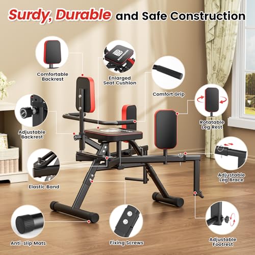 2-in-1 Hip Abductor & Adduction Machine for Home Gym, Glute Machine & Thigh Workout Equipment with 6-Level Resistance and Enlarged Padding Seat, Compact Leg Exercise Euipment for Women & Men - Image 5