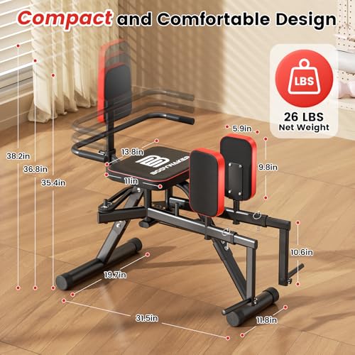 2-in-1 Hip Abductor & Adduction Machine for Home Gym, Glute Machine & Thigh Workout Equipment with 6-Level Resistance and Enlarged Padding Seat, Compact Leg Exercise Euipment for Women & Men - Image 7
