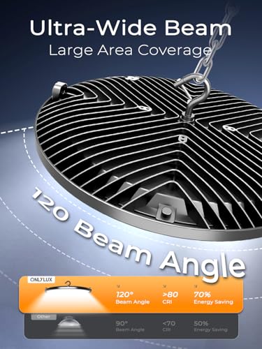 200W UFO LED High Bay Lights, 30000LM LED Shop Lights & Garage Lights, IP65 Waterproof 5000K Daylight, Industrial for Warehouse Factory Gym Barn (10 Pack) - Image 6