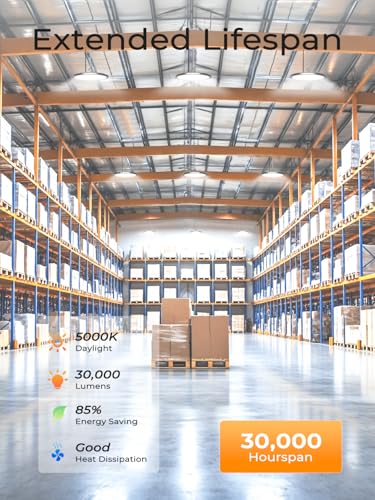 200W UFO LED High Bay Lights, 30000LM LED Shop Lights & Garage Lights, IP65 Waterproof 5000K Daylight, Industrial for Warehouse Factory Gym Barn (10 Pack) - Image 7