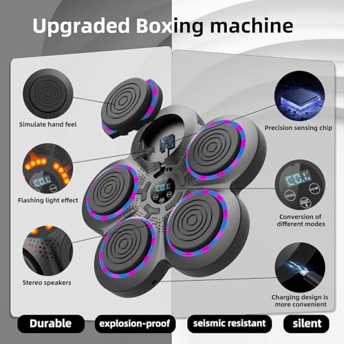 2025 Music Boxing Machine with Boxing Gloves, Smart Bluetooth Boxing Trainer, Boxing Wall Mount Machine for Adults Kids, Electronic Boxing Target Fitness for Home Office Gym - Image 3