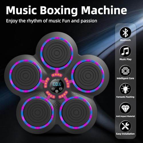 2025 Music Boxing Machine with Boxing Gloves, Smart Bluetooth Boxing Trainer, Boxing Wall Mount Machine for Adults Kids, Electronic Boxing Target Fitness for Home Office Gym - Image 5