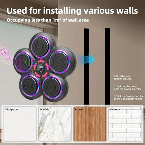 2025 Music Boxing Machine with Boxing Gloves, Smart Bluetooth Boxing Trainer, Boxing Wall Mount Machine for Adults Kids, Electronic Boxing Target Fitness for Home Office Gym - Image 6