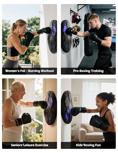 2026 Music Boxing Machine for Adults & Kids, 9 Modes & 9 Speeds Bluetooth Smart Boxing Machine with Gloves, Wall Punching Machines Reflex Training for Game, Home, Office, Gym - Image 3