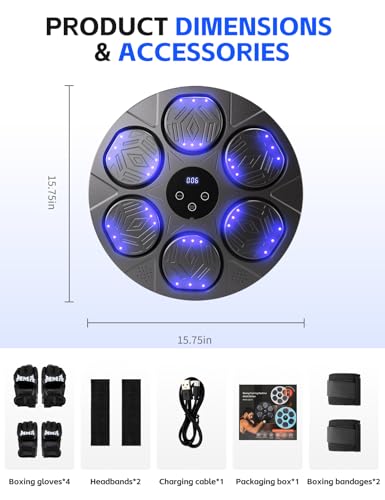 2026 Music Boxing Machine for Adults & Kids, 9 Modes & 9 Speeds Bluetooth Smart Boxing Machine with Gloves, Wall Punching Machines Reflex Training for Game, Home, Office, Gym - Image 4