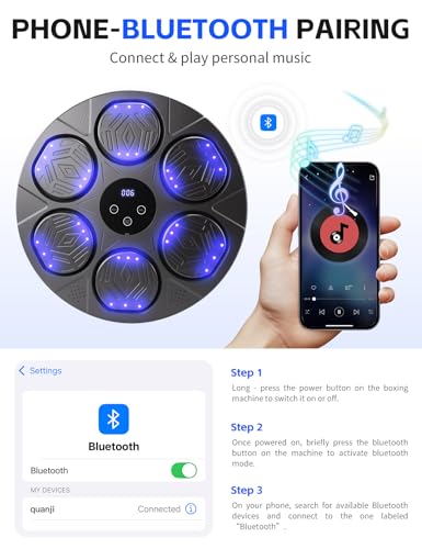 2026 Music Boxing Machine for Adults & Kids, 9 Modes & 9 Speeds Bluetooth Smart Boxing Machine with Gloves, Wall Punching Machines Reflex Training for Game, Home, Office, Gym - Image 5