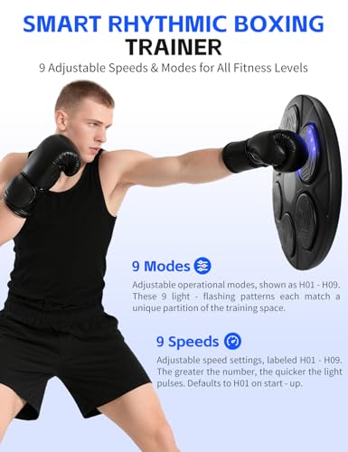2026 Music Boxing Machine for Adults & Kids, 9 Modes & 9 Speeds Bluetooth Smart Boxing Machine with Gloves, Wall Punching Machines Reflex Training for Game, Home, Office, Gym - Image 6