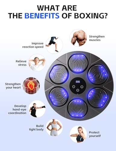 2026 Music Boxing Machine for Adults & Kids, 9 Modes & 9 Speeds Bluetooth Smart Boxing Machine with Gloves, Wall Punching Machines Reflex Training for Game, Home, Office, Gym - Image 8