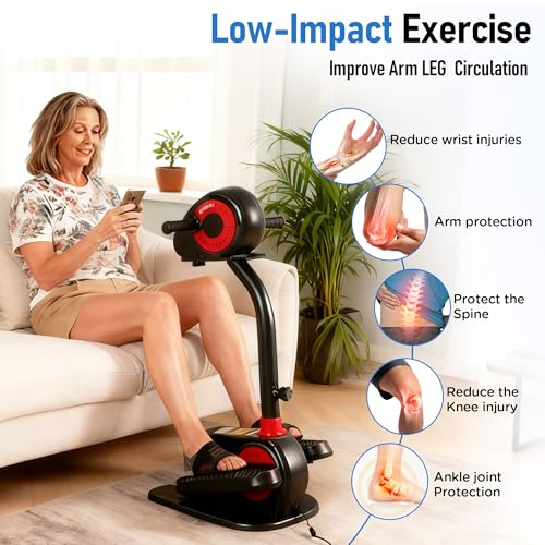 2026 New Upgrade Elliptical Exercise Machine,Low-Impact Motorized Pedal Exerciser | Home Recovery Bike for Arm & Leg Ability and Relax,Upper Lower Limb Trainer for Seniors | With Pedal Straps & Gloves - Image 3