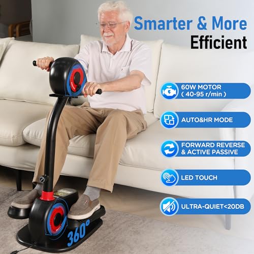 2026 New Upgrade Elliptical Exercise Machine,Low-Impact Motorized Pedal Exerciser | Home Recovery Bike for Arm & Leg Ability and Relax,Upper Lower Limb Trainer for Seniors | With Pedal Straps & Gloves - Image 6