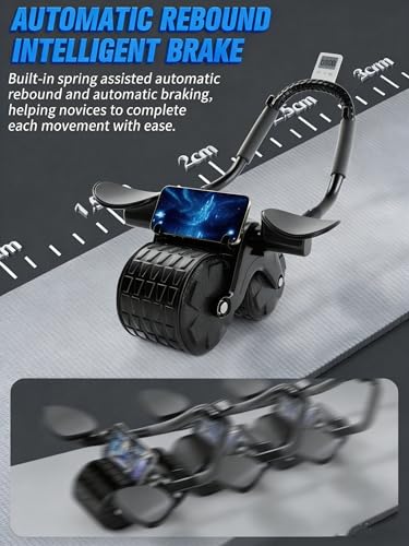 2026 Upgraded Automatic Rebound Ab Roller with Elbow Support, Dual Wide Wheel Ab Workout Equipment for Core Strength Training, Silent Ab Wheel for Beginners Men Women Home Gym Fitness - Image 5