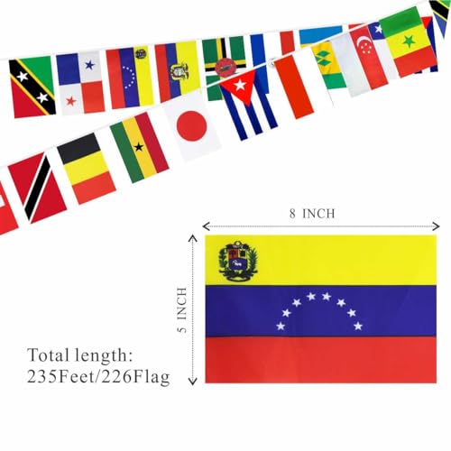 226 Countries International World String Flags Banner Set Small Mini All Countries National Bunting Flags Decorations for Classroom,Olympic,Bar,Sports Clubs,School Festivals Celebrations - Image 4