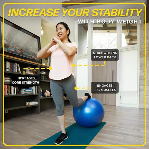 26 Inch Exercise Ball, Yoga Ball for Workout, Balance Stability, Fitness Ball for Office, Home, Gym, Balance Balls with Quick Pump - Image 3