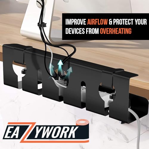 2Pcs 15.75 Inch Super Sturdy Gaming Cable Management Standing Desk wire organizer Large cord basket Under desk rack Mount With Clamps & Screws power strip holder chord organization j channel No Damage - Image 5