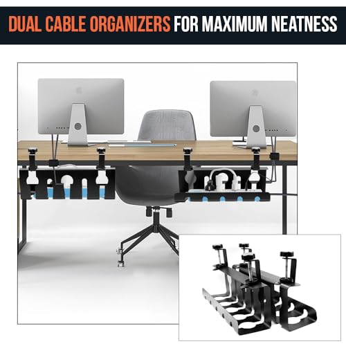 2Pcs 15.75 Inch Super Sturdy Gaming Cable Management Standing Desk wire organizer Large cord basket Under desk rack Mount With Clamps & Screws power strip holder chord organization j channel No Damage - Image 6