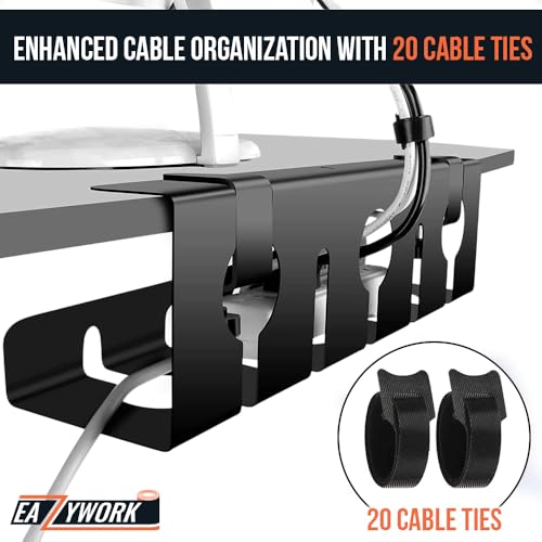 2Pcs 15.75 Inch Super Sturdy Gaming Cable Management Standing Desk wire organizer Large cord basket Under desk rack Mount With Clamps & Screws power strip holder chord organization j channel No Damage - Image 7
