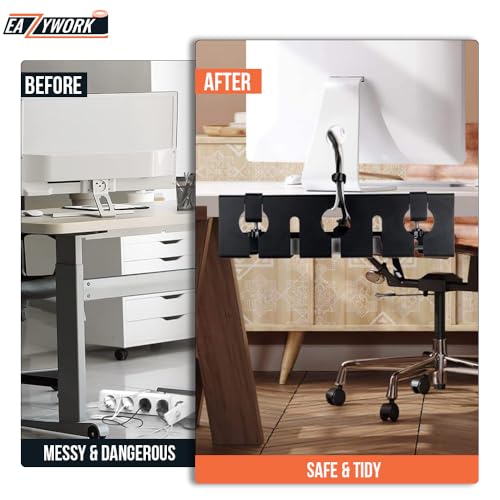 2Pcs 15.75 Inch Super Sturdy Gaming Cable Management Standing Desk wire organizer Large cord basket Under desk rack Mount With Clamps & Screws power strip holder chord organization j channel No Damage - Image 8