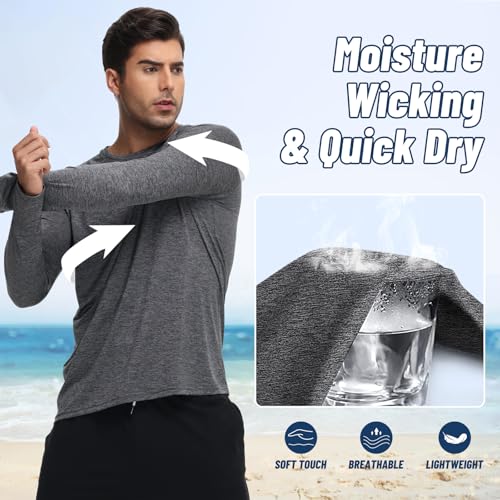 3 Pack Long Sleeve Shirts for Men - Quick Dry Moisture Wicking UV Sun Protection T-Shirts for Fishing Workout Athletic Gym - Image 6