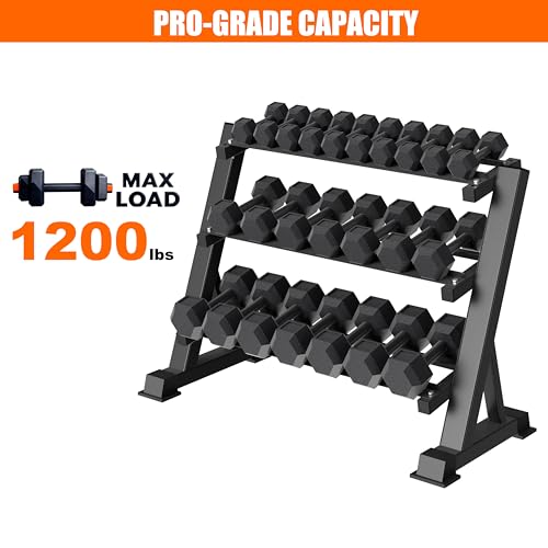 3 Tier Dumbbell Rack, 1200LBS Heavy Duty Weight Rack for Home Gym, Adjustable Storage Organizer for Free Weights, Quick & Easy Assembly, Dumbbell Rack Stand Only - Image 3