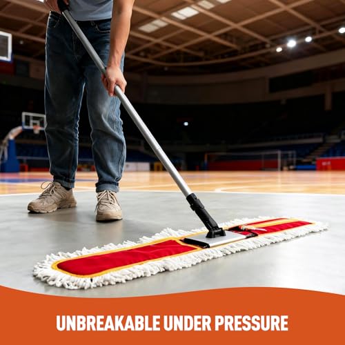 36" Commercial Dust Mops for Floor Cleaning Heavy Duty Floor Duster Mop with Long Handle Hotel Gym Household Cleaning Supplies for Hardwood, Tiles, Marble Floors (Red) - Image 3