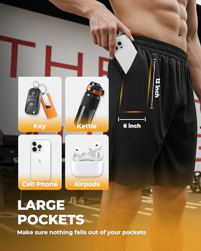 4 Pack Gym Mens Shorts - Basketball Athletic Shorts with Pockets Fitness Clothing Black Workout Quick Dry Shorts - Image 4