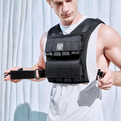 40 lb Weighted Vest for Men & Women - Adjustable 0-40 lb with 16 Iron Weight, Heavy-Duty for Calisthenics, Running and Walking - Compact 1000D Oxford - Weighted Vest with Removable Weights - Image 4