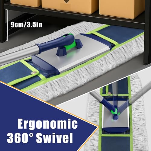 41" Commercial Dust Mop: Large Push Broom Wide Industrial Heavy Duty Hardwood Dry Sweeping Mop with 2 Pads Long Handle for Janitor Indoor Warehouse Gym Cleaning - Image 6