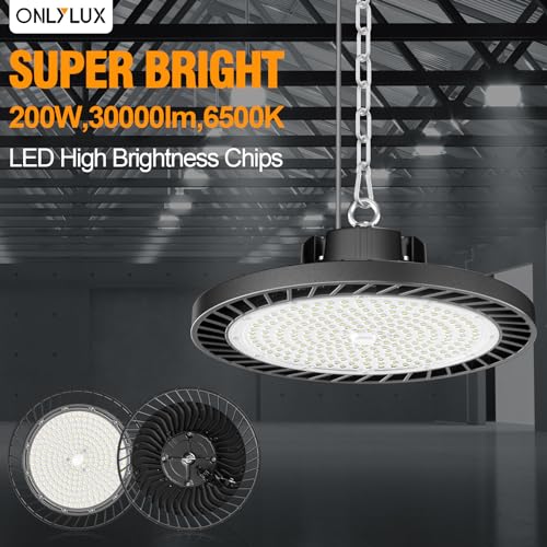 4Pack LED High Bay Light 200W 30000LM Commercial Lighting Products, 100-277V 6000K with Plug, Led Shop Lighting for Garage Barn Gyms Workshop Lighting - Image 3