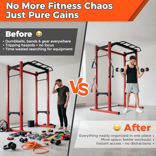 6 PCS J Hooks for Squat Rack,Power Rack Attachments for Home Gym Storage,Portale Squat Rack Accessories, Storage Hook Holder for Resistance Bands, Barbell Collars and Gym Accessories - Image 4