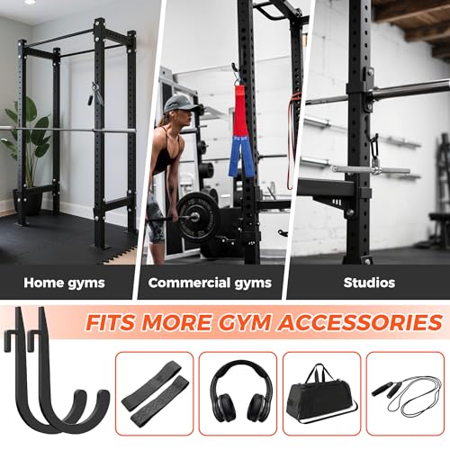 6 PCS J Hooks for Squat Rack,Power Rack Attachments for Home Gym Storage,Portale Squat Rack Accessories, Storage Hook Holder for Resistance Bands, Barbell Collars and Gym Accessories - Image 7