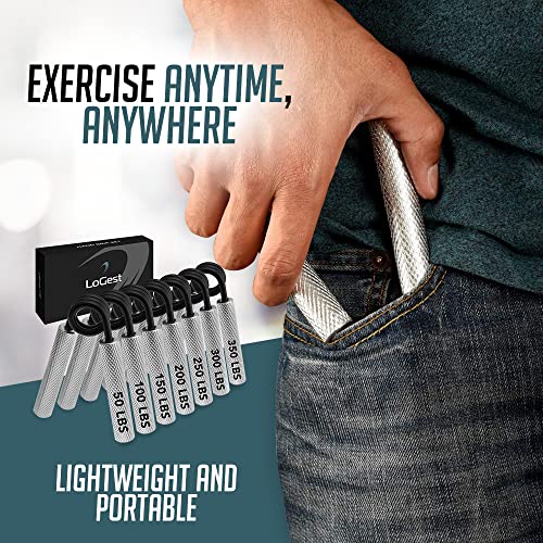 7 Pack Logest Metal Hand Grip Set, 50LB-350LB 7 Levels No Slip Heavy-Duty Grip Strengthener with Gift Box, Great Wrist & Forearm Hand Exerciser, Home Gym, Hand Gripper Grip Strength Trainer - Image 5