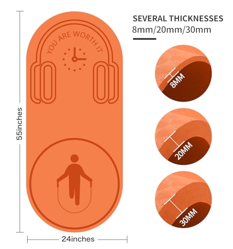 8/20/30mm Jump Rope Mat Fitness Exercise Mat Durable, Non-Slip, Workout Mats with Jump Rope & Carrying Bag for Home Gym Flooring (55"x 24") - Image 3