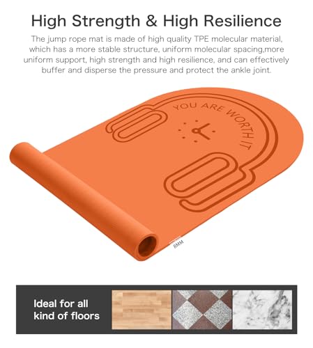 8/20/30mm Jump Rope Mat Fitness Exercise Mat Durable, Non-Slip, Workout Mats with Jump Rope & Carrying Bag for Home Gym Flooring (55"x 24") - Image 4