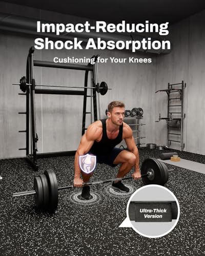 AIRHOP 0.79in Thick 48 Sq Ft Exercise Equipment Mats, 12 Tiles Upgraded Rubber Top with High Density EVA Foam, Large Interlocking Puzzle Gym Flooring for Home Gym, Heavy Weight Workout,Black & White - Image 4