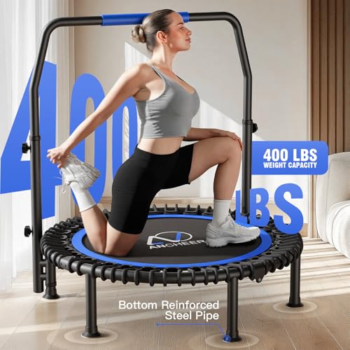 ANCHEER Trampoline, 40" Mini Rebounder Trampoline for Adults/Kids with 4 Level Adjustable Foam Handle,Bungees Fitness Trampoline Indoor/Outdoor, 400LBS Exercise Trampoline for Home, Garden, and Gym - Image 7