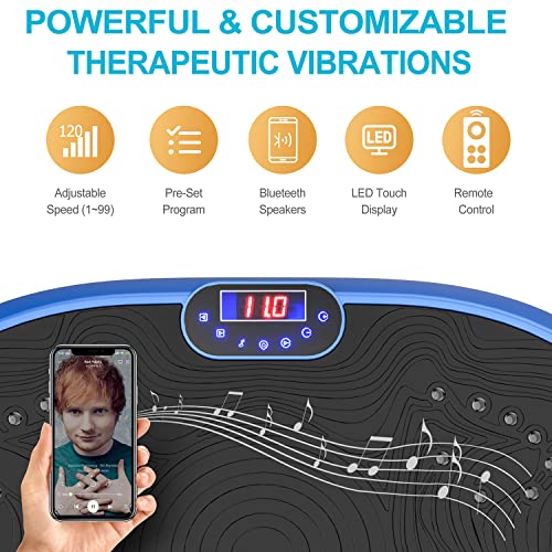 AXV Vibration Plate Exercise Machine Whole Body Workout Power Vibrate Fitness Platform Vibrating Machine Exercise Board for Weight Loss Shaping Toning Wellness Home Gyms Workout - Image 6