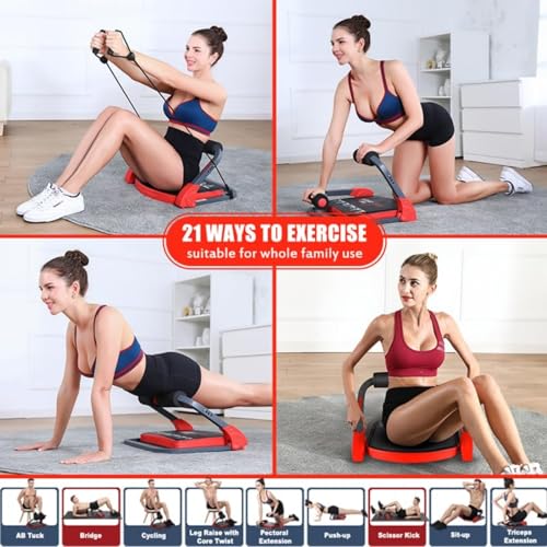 Ab Machine Ab Workout Equipment Sit Up Machine & Exercise Equipment Ab Crunch Machine for Stomach Workout Ab Core Trainer Abdominal Machine for Home Gym with Resistance Bands - Image 4