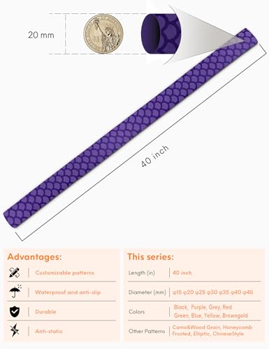 Accering Fishscale Pattern Fishing Rod Heatshrink DIY Rod Build for Sports Racquets and Fitness Equipment Grips (φ20mm, L3.3ft, Purple) - Image 7