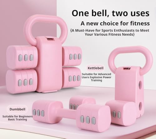 Adjustable Dumbbell Set of 2, 4 in 1 Free Weights for Women with Fast Adjustment, Home Gym & Outdoor Exercise Training, Includes 2.2lb 3.3lb 4.4lb 5.5lb Hand Weights, Compatible with Kettlebells - Image 3
