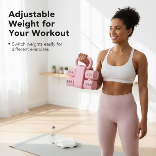 Adjustable Dumbbell Set of 2, 4 in 1 Free Weights for Women with Fast Adjustment, Home Gym & Outdoor Exercise Training, Includes 2.2lb 3.3lb 4.4lb 5.5lb Hand Weights, Compatible with Kettlebells - Image 8
