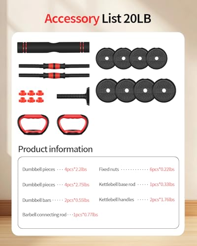 Adjustable Dumbbells,20/30/40/60/80lbs Free Weight Set with Connector, 4 in1 Dumbbells Set Used as Barbell/Kettlebells/Push up Stand, Fitness Workout Equipment for Home Gym for Youth,Women/Men - Image 3