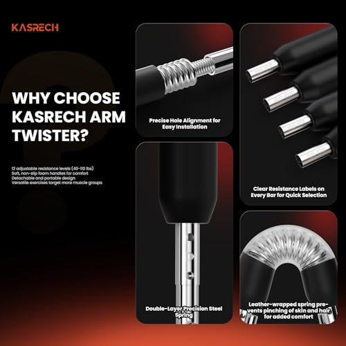 Adjustable Twister Arm Trainer with 4 Springs & Workout Guide, 12 Resistance Levels (40-110 lbs) – Portable Chest & Upper Body Strength Trainer for Men & Women, Home Gym Muscle Builder - Image 5